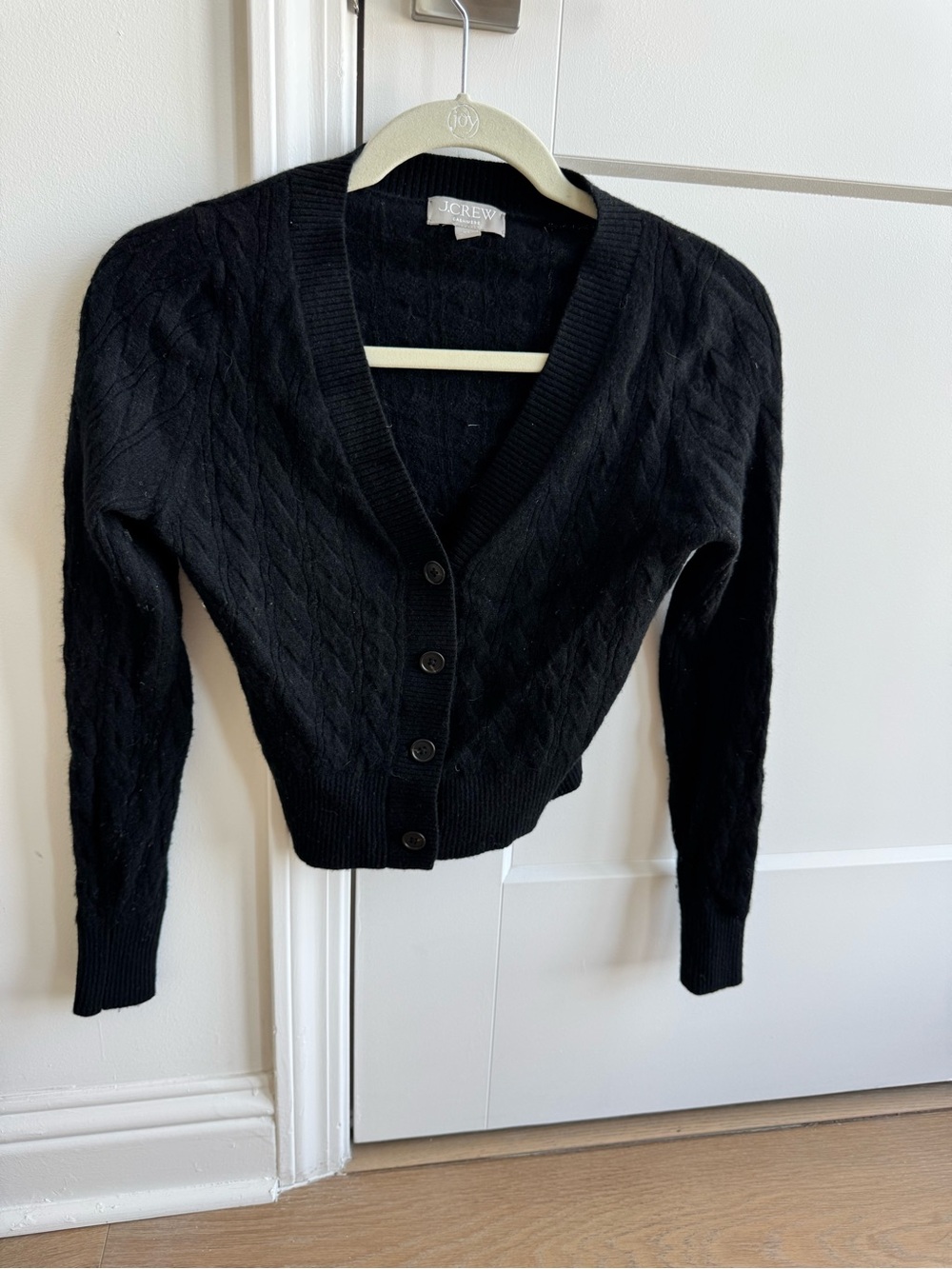 J. Crew Black Cable Knit V-Neck Button Cardigan